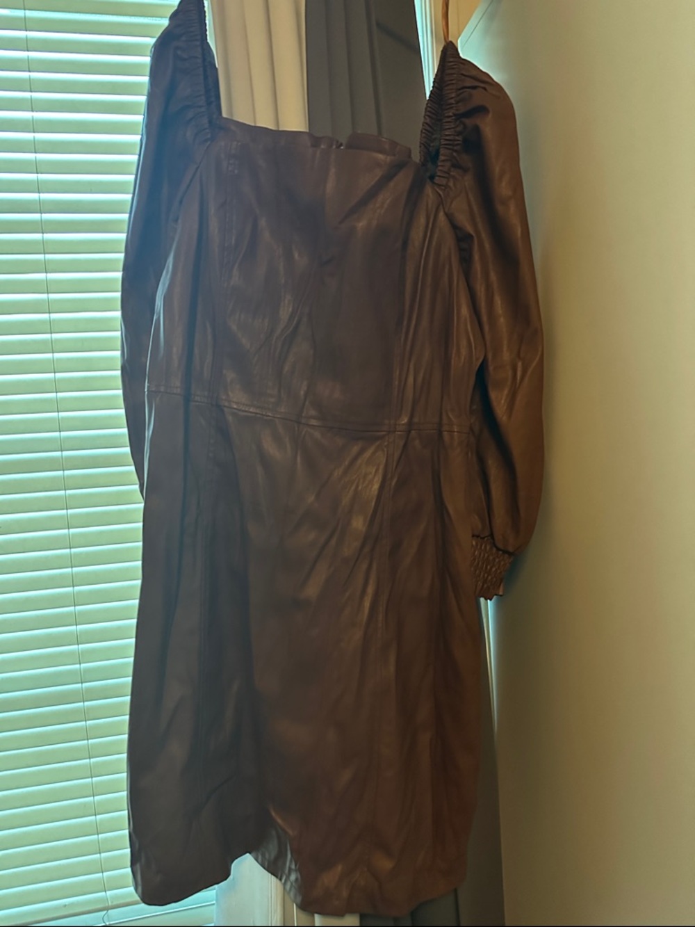 Avec Les Filles Brown Leather Midi Dress